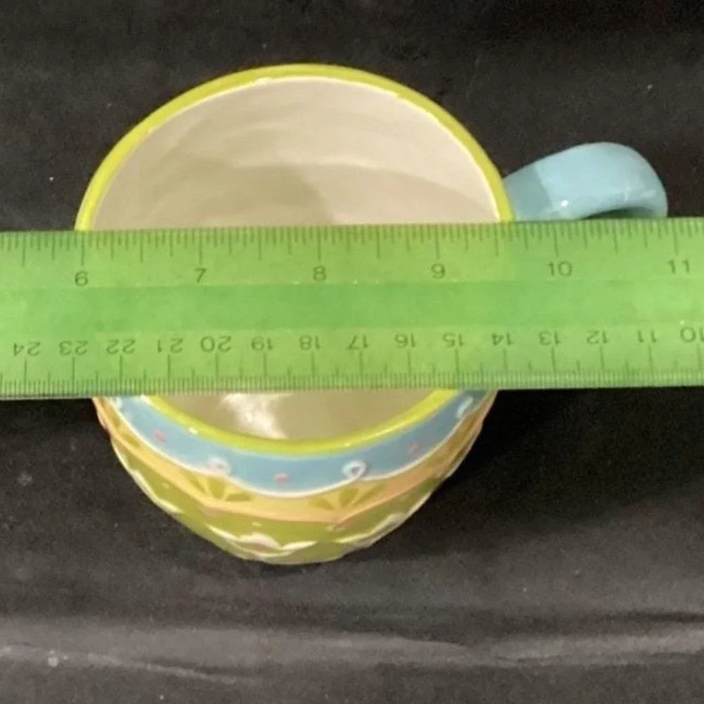 Pier 1 Imports Easter Egg Mugs, Set of‎ 2, 3D Textured Ceramic Coffee Cups